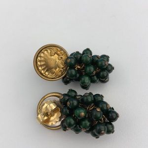 Gold earrings with gemstone dangle